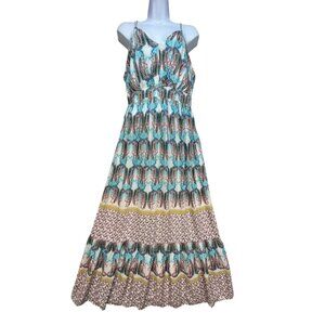 Nhim Womens Paisley Maxi Dress Sze M Multicolor Strappy Summer Beach V-Neck Chic